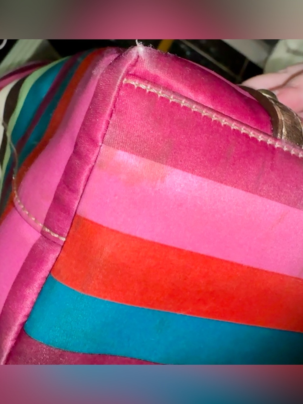 Coach Legacy Satin Stripe Tote Bag with metallic leather trim 2009 (F14009) GUC - Picture 15 of 16